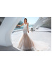 Beaded Ivory Lace Tulle Wedding Dress With Champagne Lining